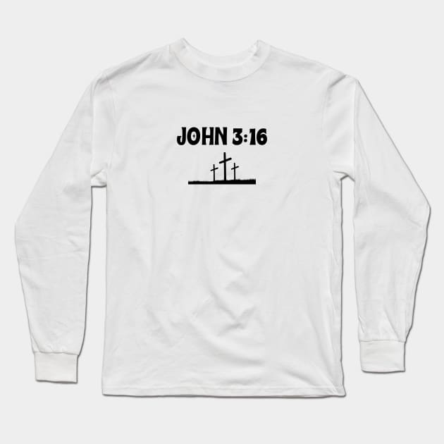 Bible Verse John 3:16 Long Sleeve T-Shirt by OssiesArt